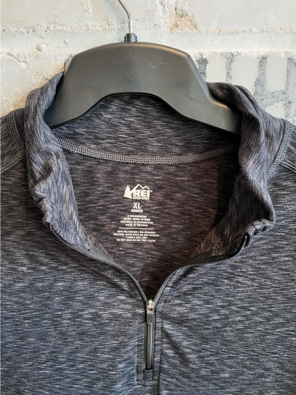 REI Co-op Women's Heathered Charcoal Gray Quarter-Zip Pullover